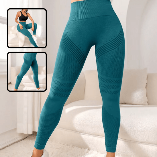 Legging anti-cellulite gainant vert olive taille haute push-up fessier compression drainante femme