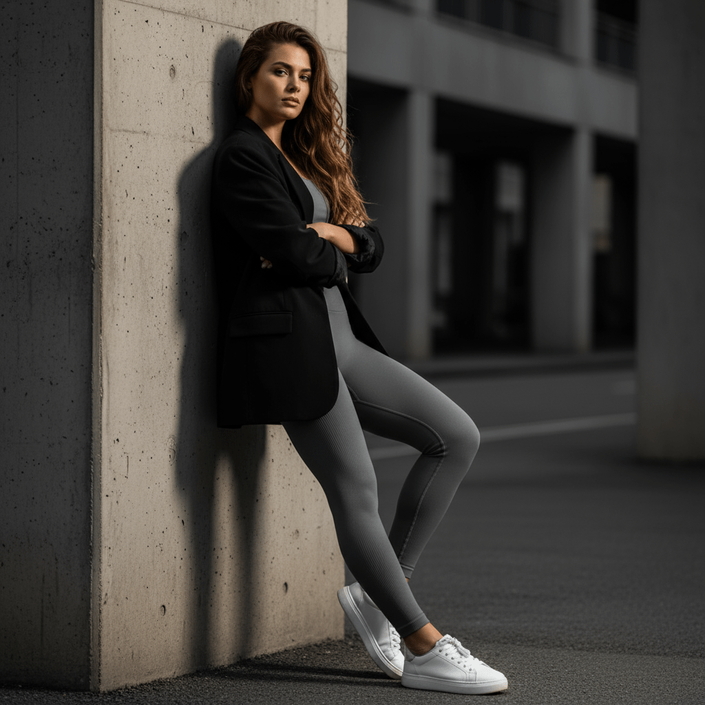 Look athleisure femme legging push up compression sans coutures casual chic