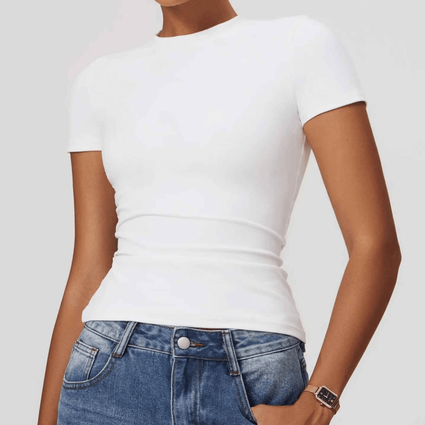 T shirt femme slim fit blanc technique séchage rapide fitness