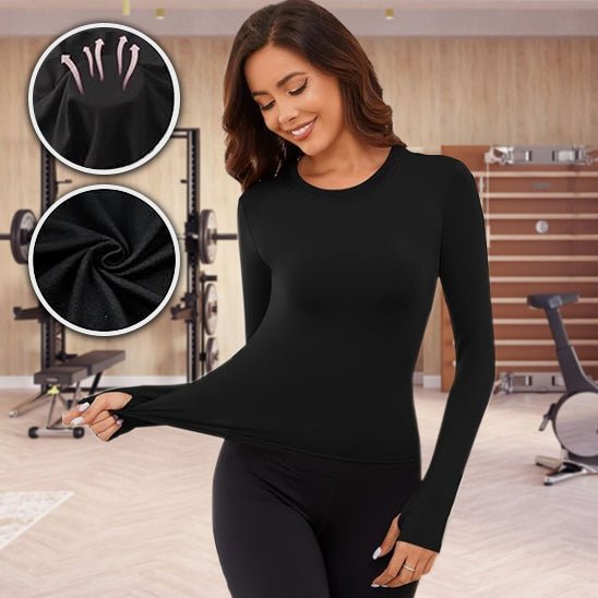 T-shirt manches longues femme sport noir performance respirant