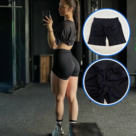 Tissu sans couture short sport femme, matiÚre nylon élasthanne respirante