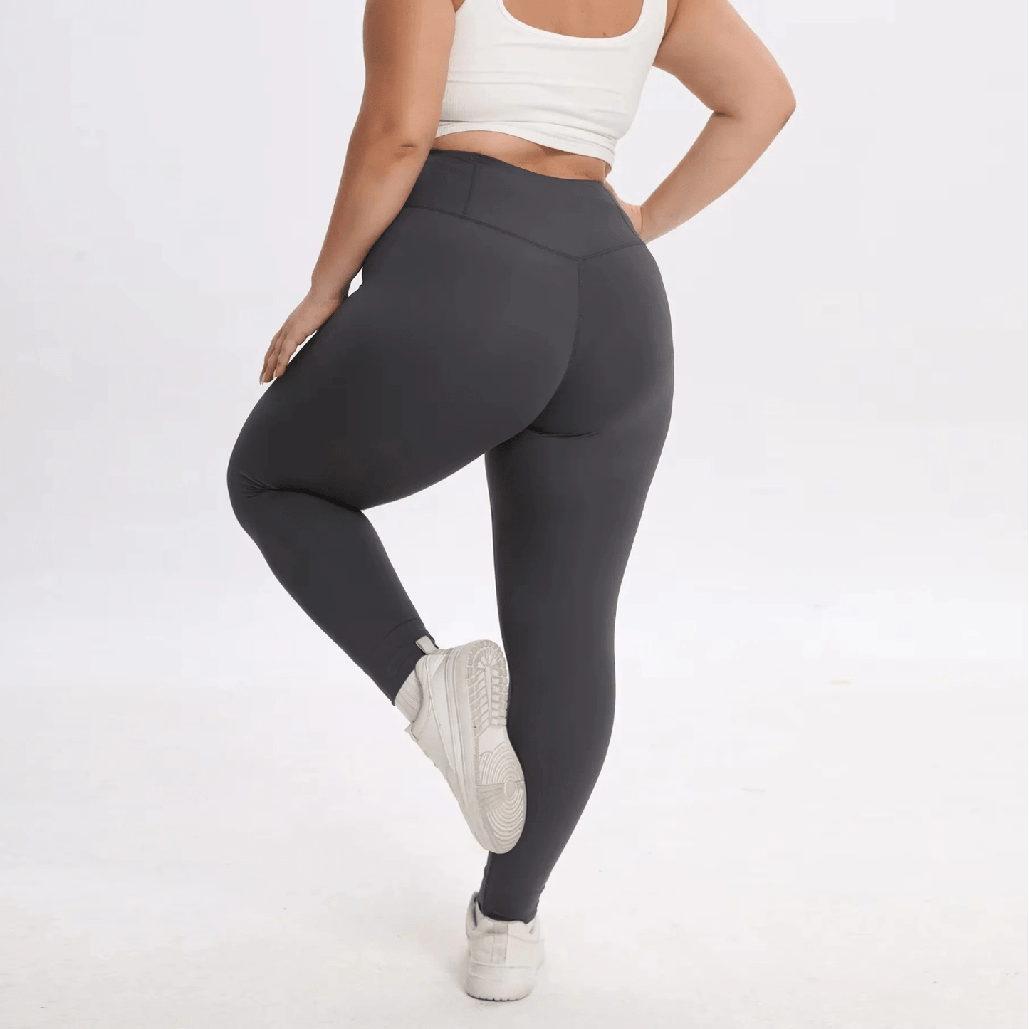 legging de sport grande taille gris taille haute anti-transpiration fitness yoga