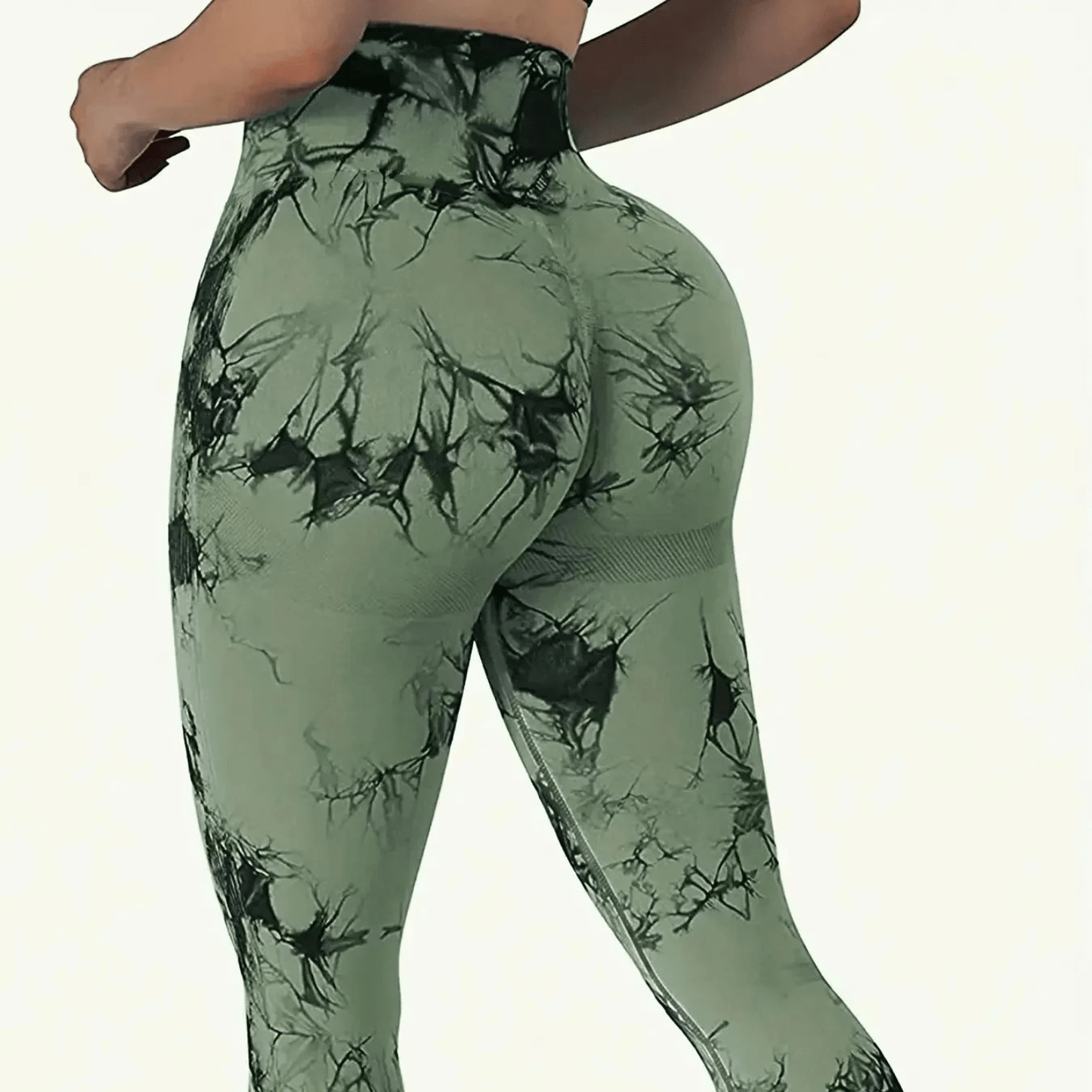 legging sport femme taille haute vert noir
