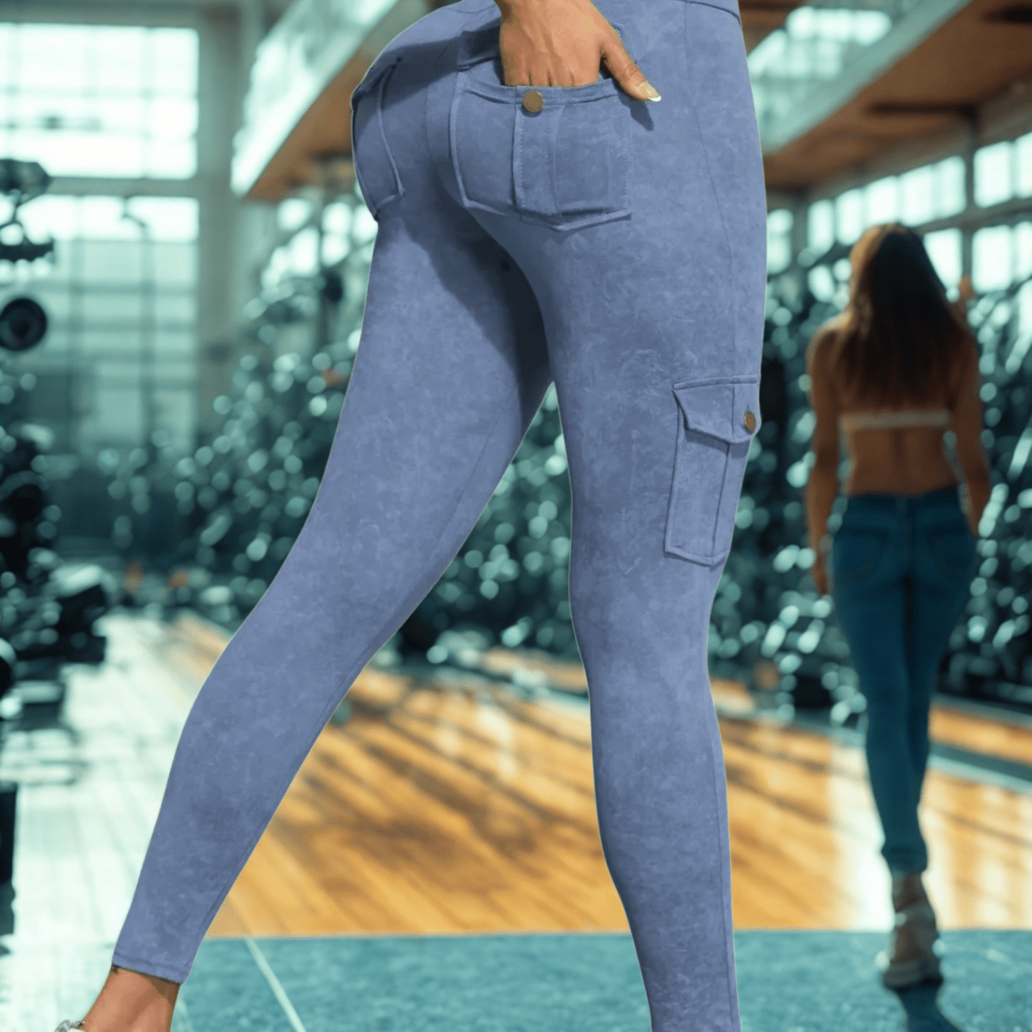 leggings cargo femme poches arrière quotidien pratique confort