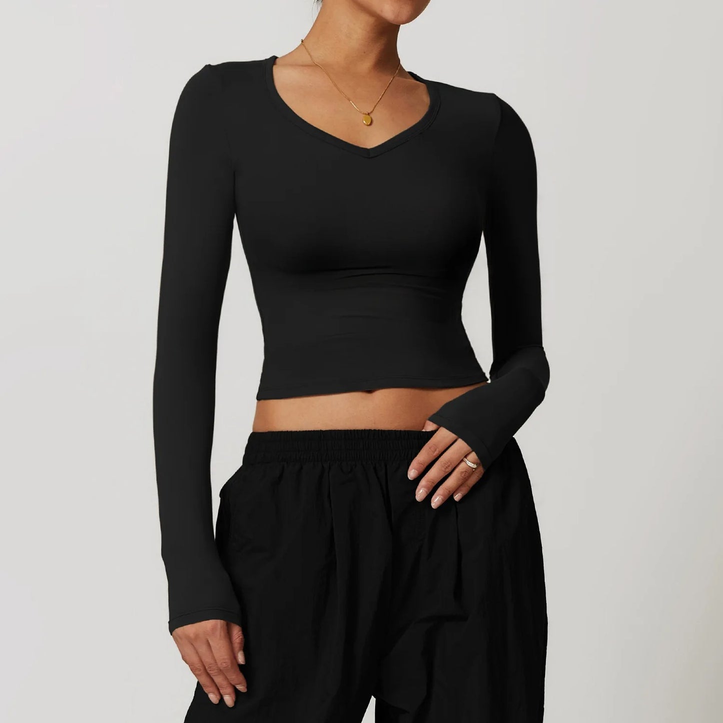 t shirt manche longue femme-col V - Positiflow