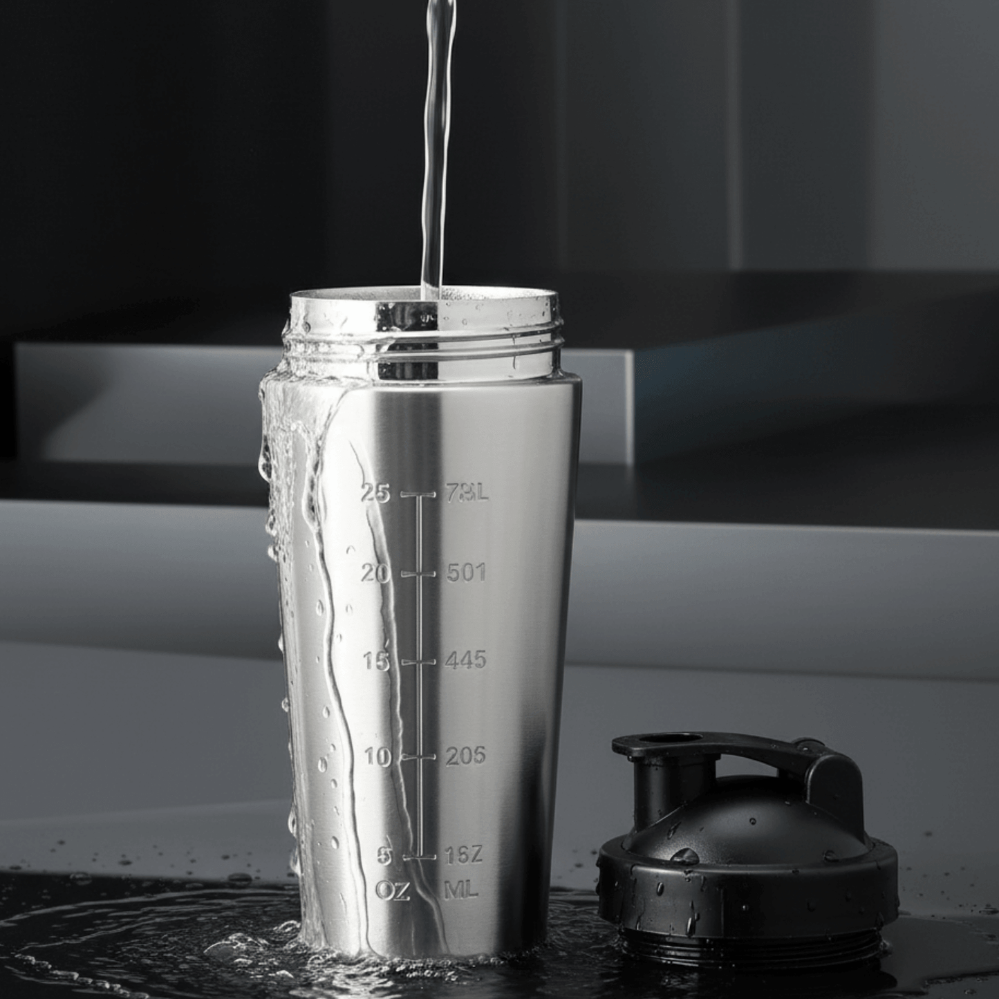 Shaker Inoxydable Silver Anti - Fuites Sans Odeur Premium Fitness - Positiflow