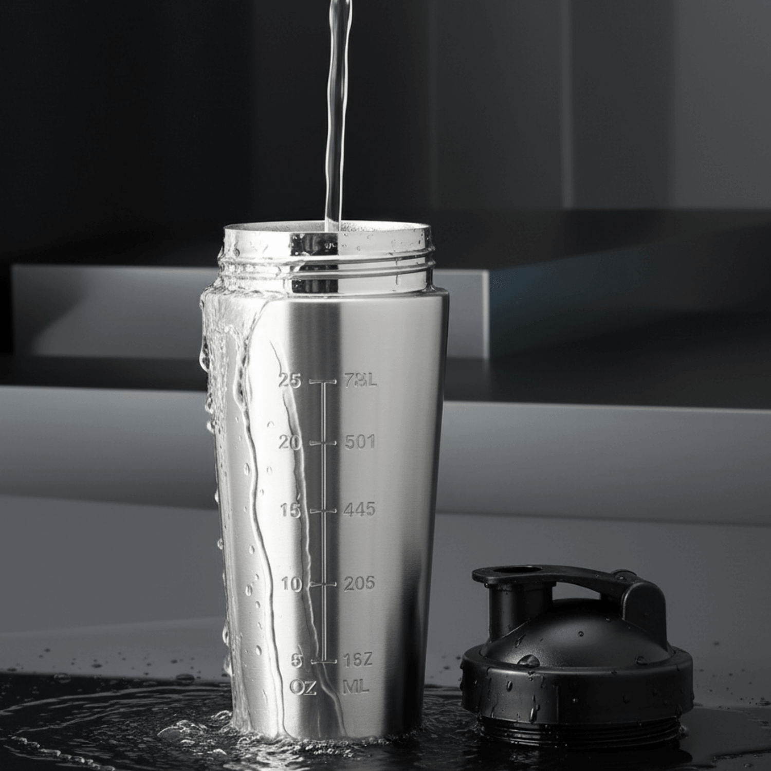 Shaker Inoxydable Silver Anti - Fuites Sans Odeur Premium Fitness - Positiflow