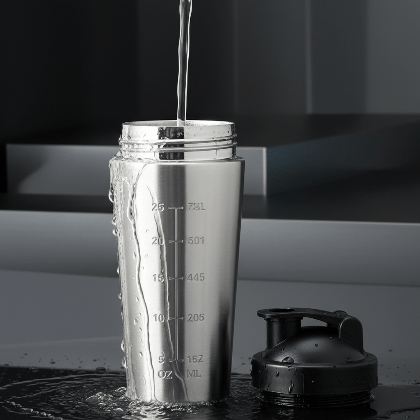 Shaker Inoxydable Silver Anti - Fuites Sans Odeur Premium Fitness - Positiflow