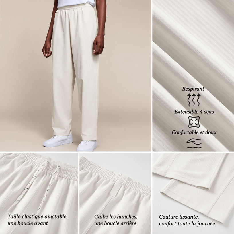 Détails du pantalon randonnée femme hiver : respirant, extensible 4 sens, taille élastique ajustable à boucles et couture lissante