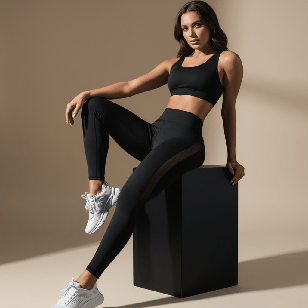 Tissu respirant évacuation humidité leggings femme noir anti-transpiration