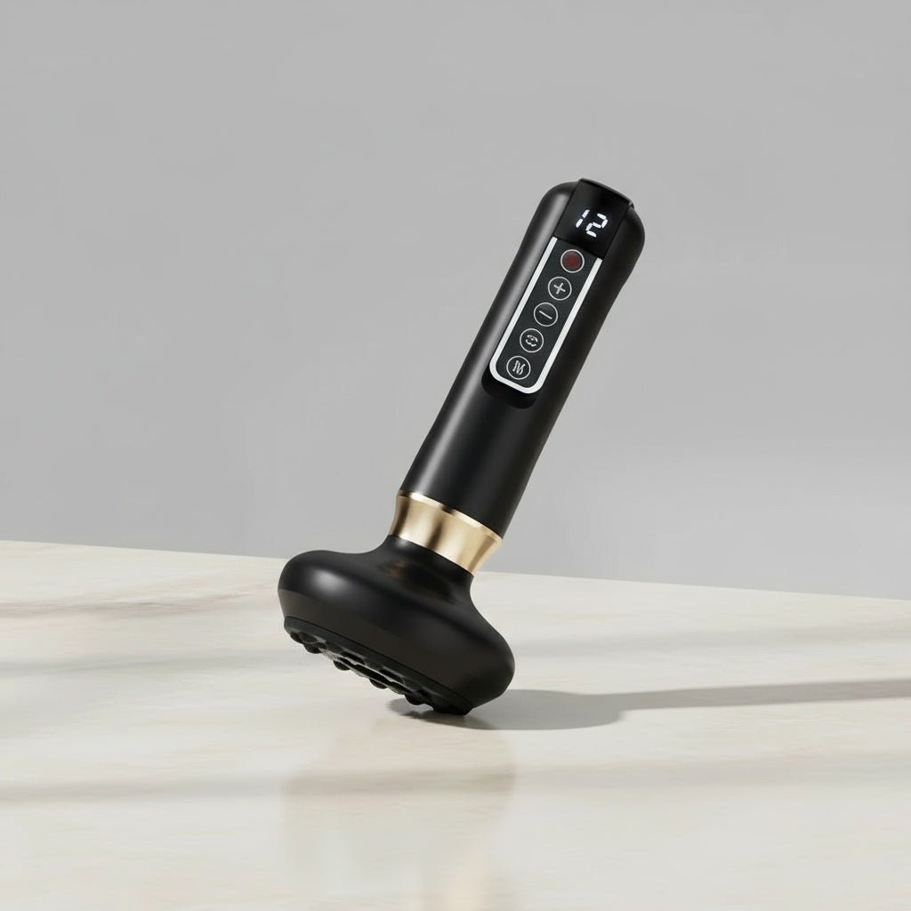 Appareil de massage anti-cellulite Positiflow posé sur une table blanche