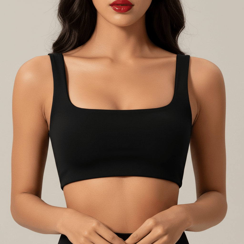 Zoom sur le tissu respirant d'un soutien gorge brassière de sport, idéal pour les brassières femme actives.