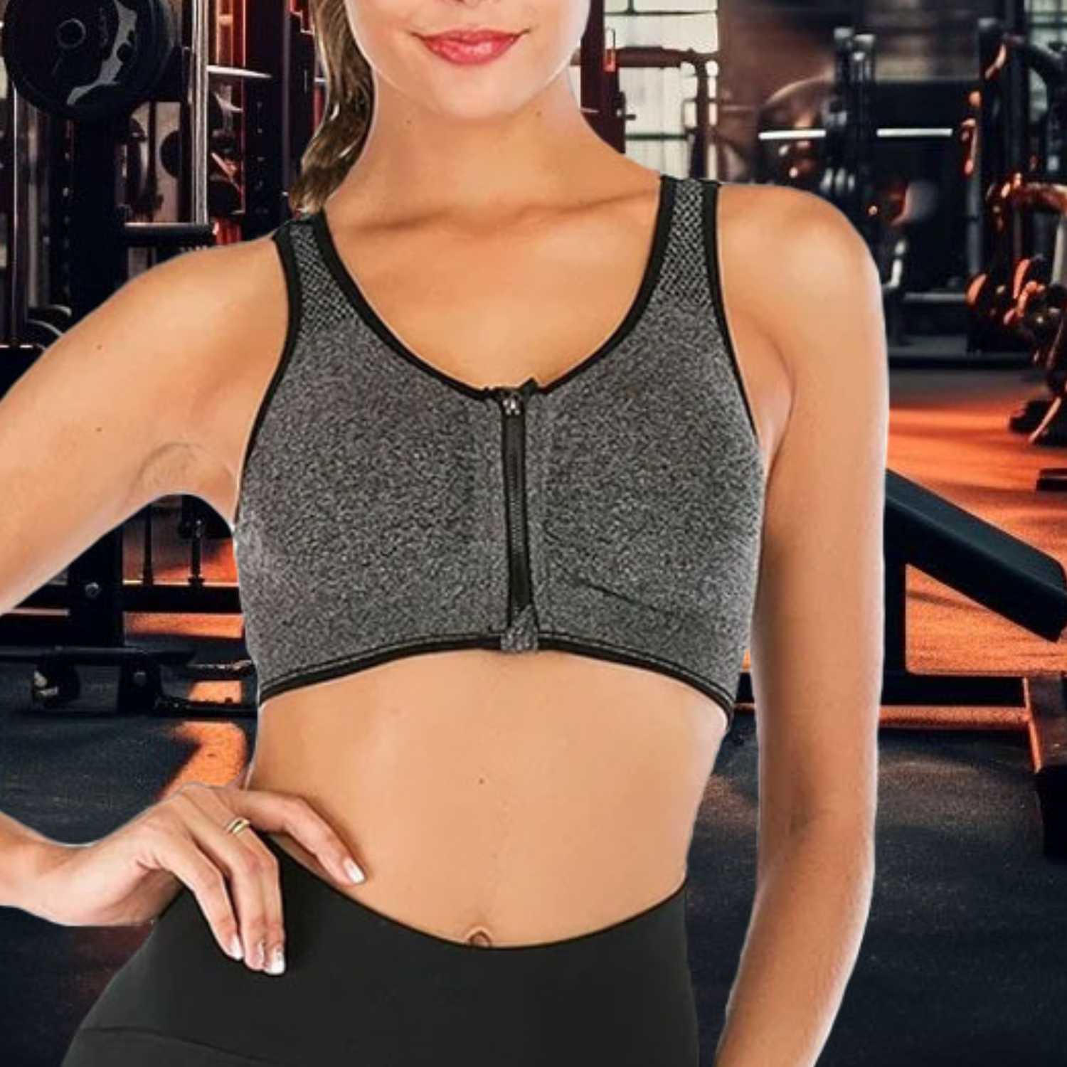 Brassière femme sport fermeture éclair coussinets amovibles personnalisation