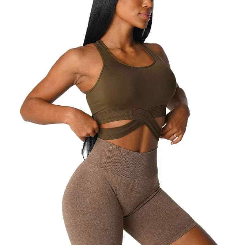 Brassière Sport Femme Sans Couture Sculpt Bretelles Croisees | XS-L