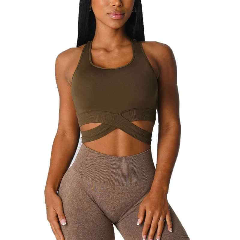 Brassière Sport Femme Sans Couture Sculpt Bretelles Croisees | XS-L