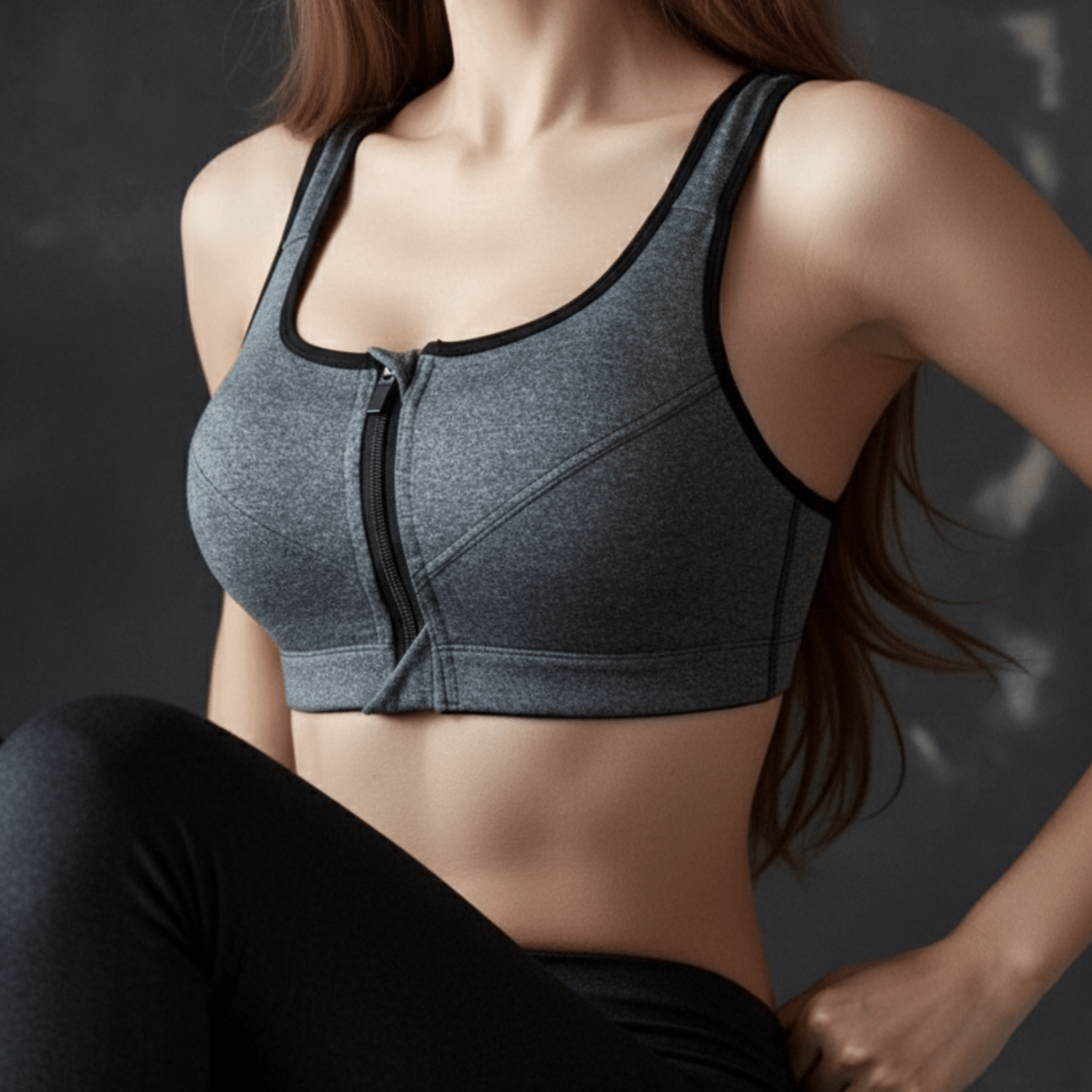 Brassière femme sport fermeture éclair avant push up coussinets amovibles S-XXXL