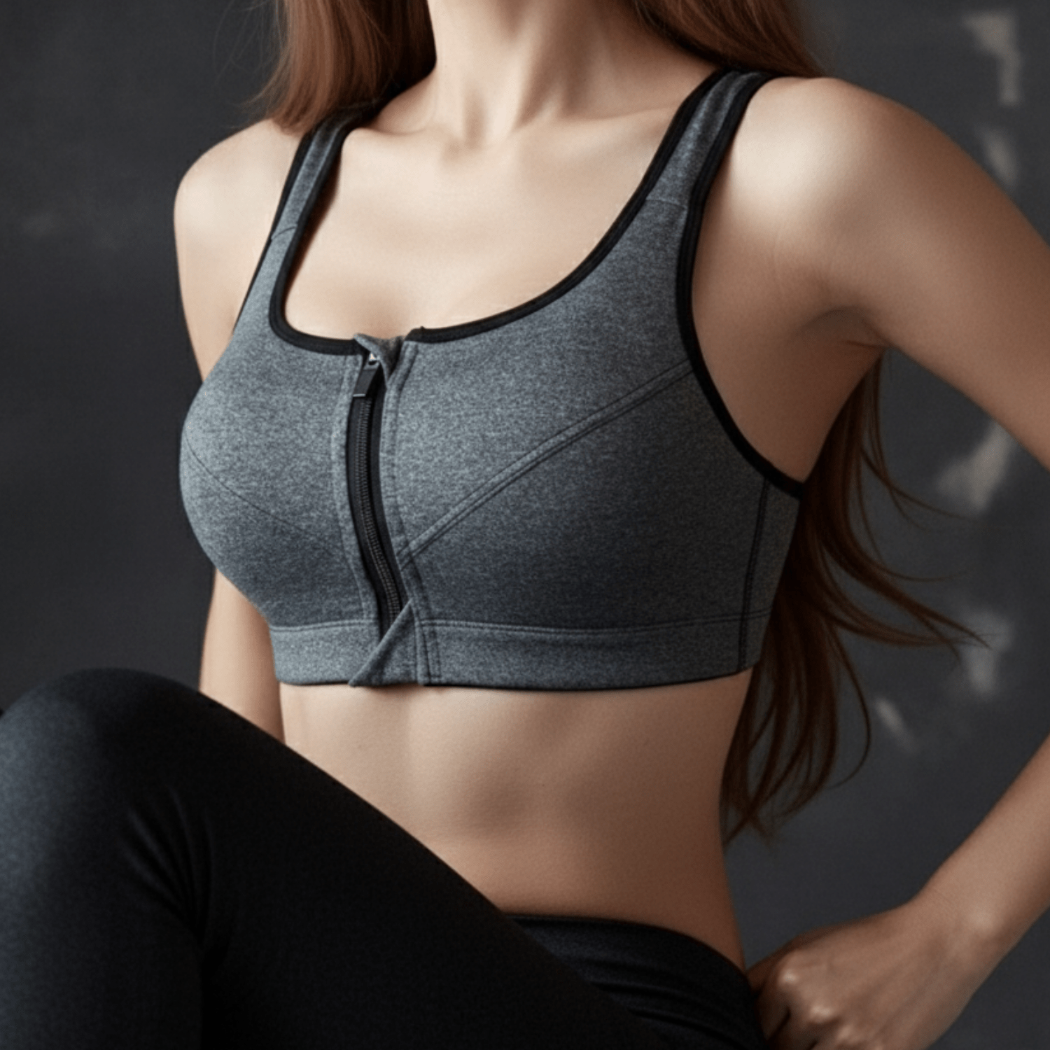 Brassière femme sport fermeture éclair avant push up coussinets amovibles S-XXXL