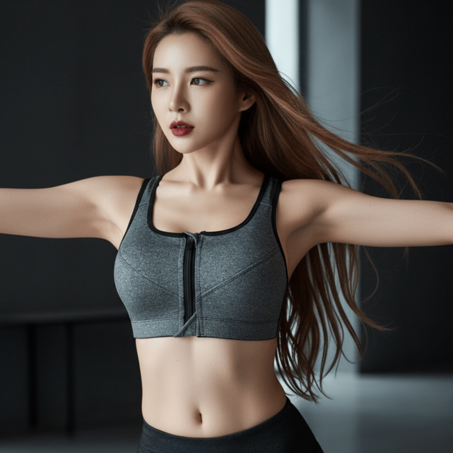 Brassière femme sport fermeture éclair cardio endurance confort thermique