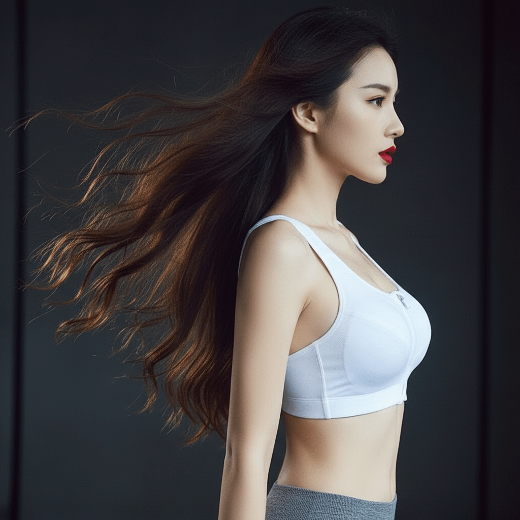 Brassière femme sport fermeture éclair push up valorisant galbe naturel