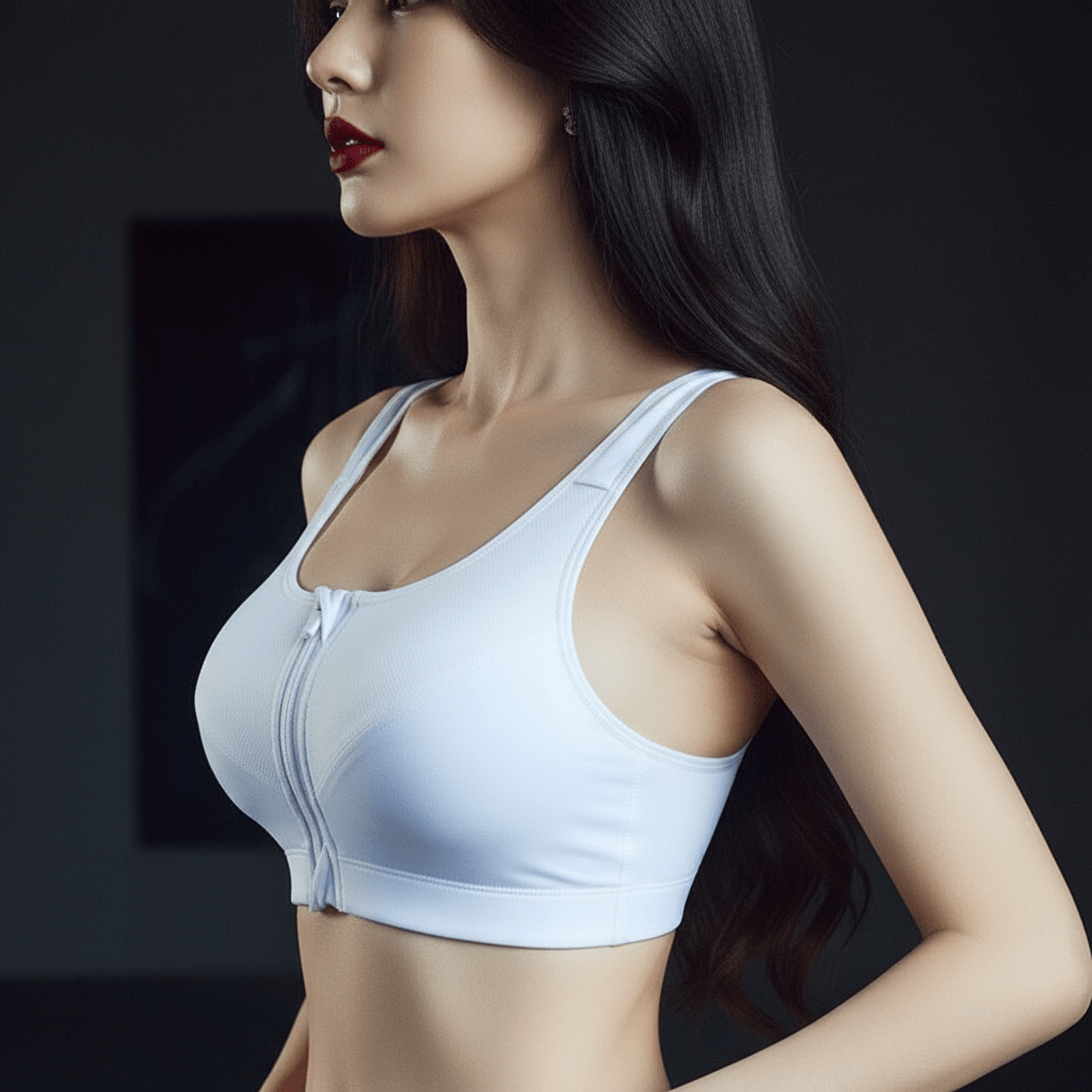 Brassière femme sport fermeture éclair sans fil double panneau support moyen A-F