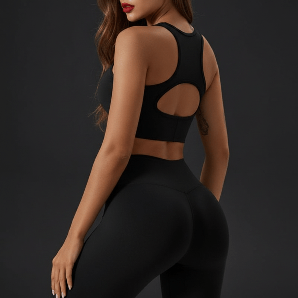 Brassière sport côtelée dos ouvert design moderne femme active