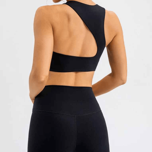 Brassiere sport femme antichoc dos nu élégant sophistiqué yoga fitness course