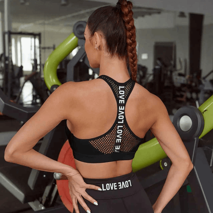 Brassiere sport femme bretelles croisées dos sexy sans armatures noir