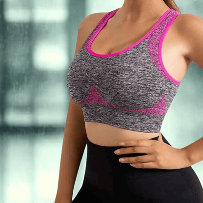 Brassiere sport femme sans armature soutien modéré respirant gris rose