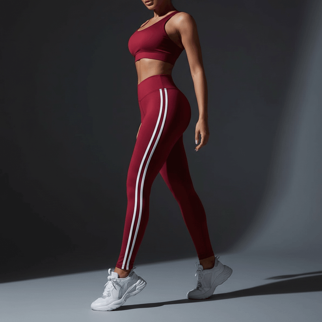 Ceinture taille haute gainante legging rayé femme slim maintien ventre plat