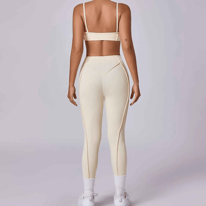 Coordination soutien gorge sport froissé legging taille haute tenue complète sexy