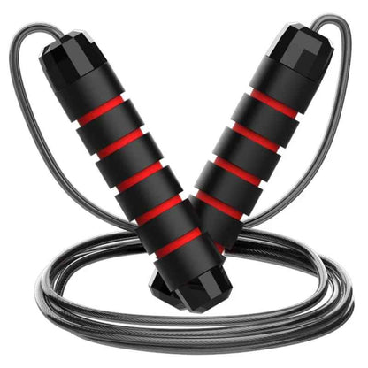 Corde a sauter ajustable rouge avec poignées ergonomiques antidérapantes