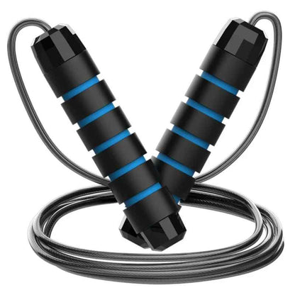 Corde a sauter réglable bleue câble acier PVC haute résistance