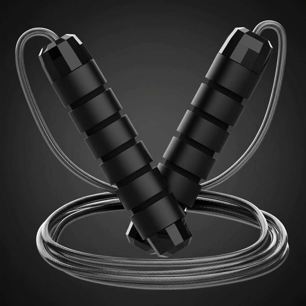 Corde a sauter ajustable noire professionnelle roulements billes précision