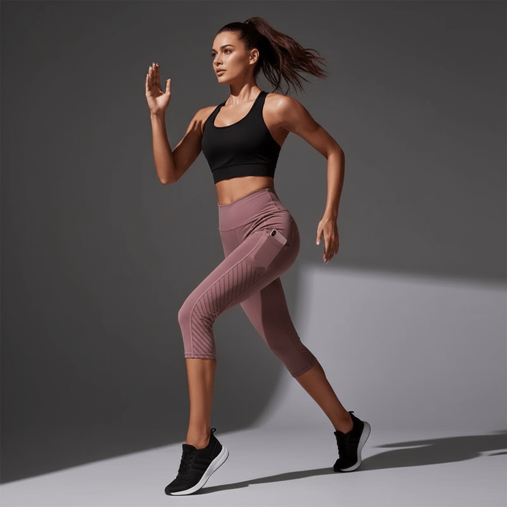 Coutures plates stratégiques du legging capri running éliminant frottements et irritations cutanées pendant longue distance