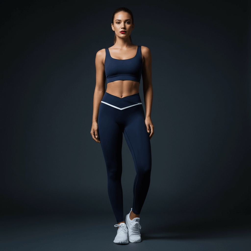 Détail ceinture taille haute V croisée legging crossover femme maintien gainant