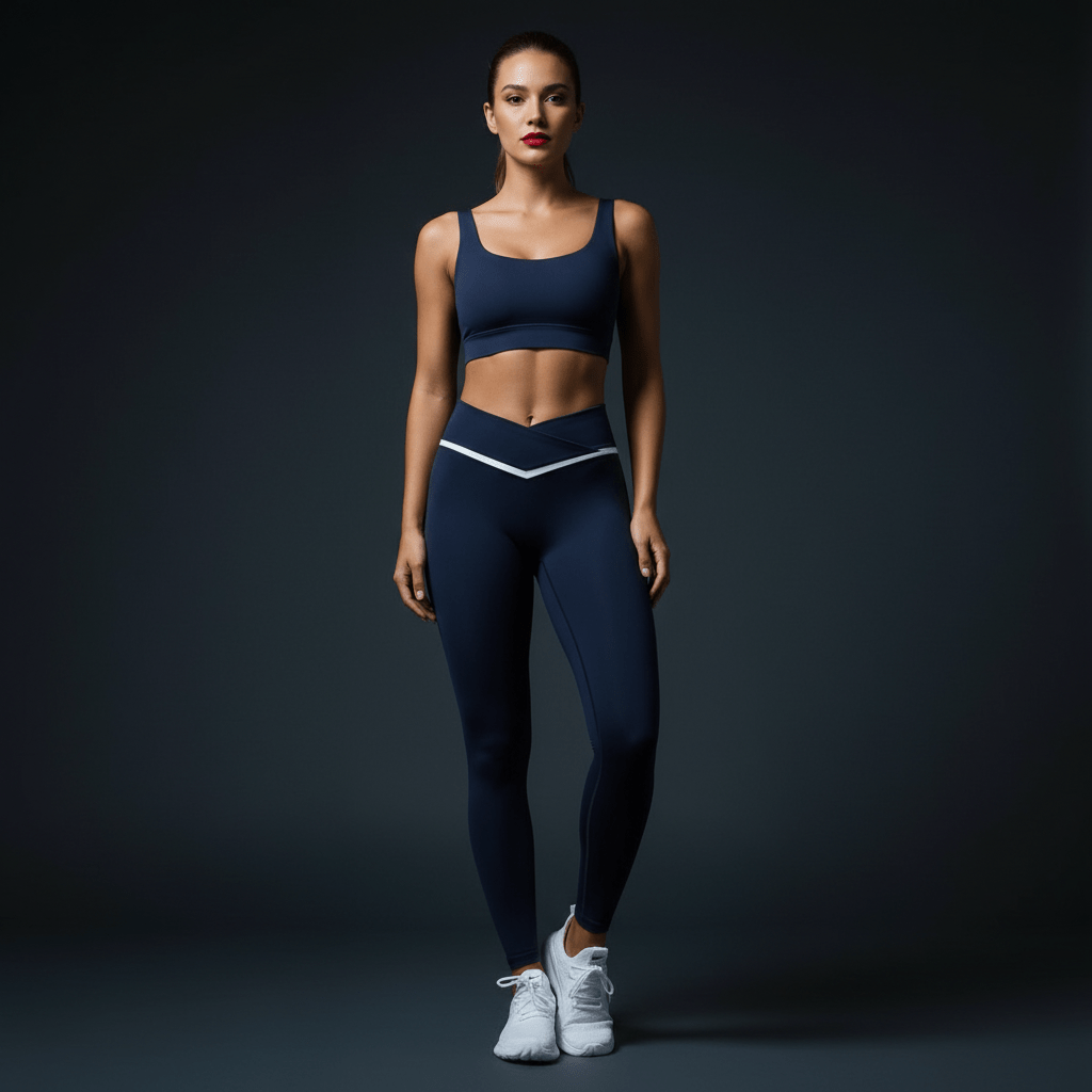 Détail ceinture taille haute V croisée legging crossover femme maintien gainant