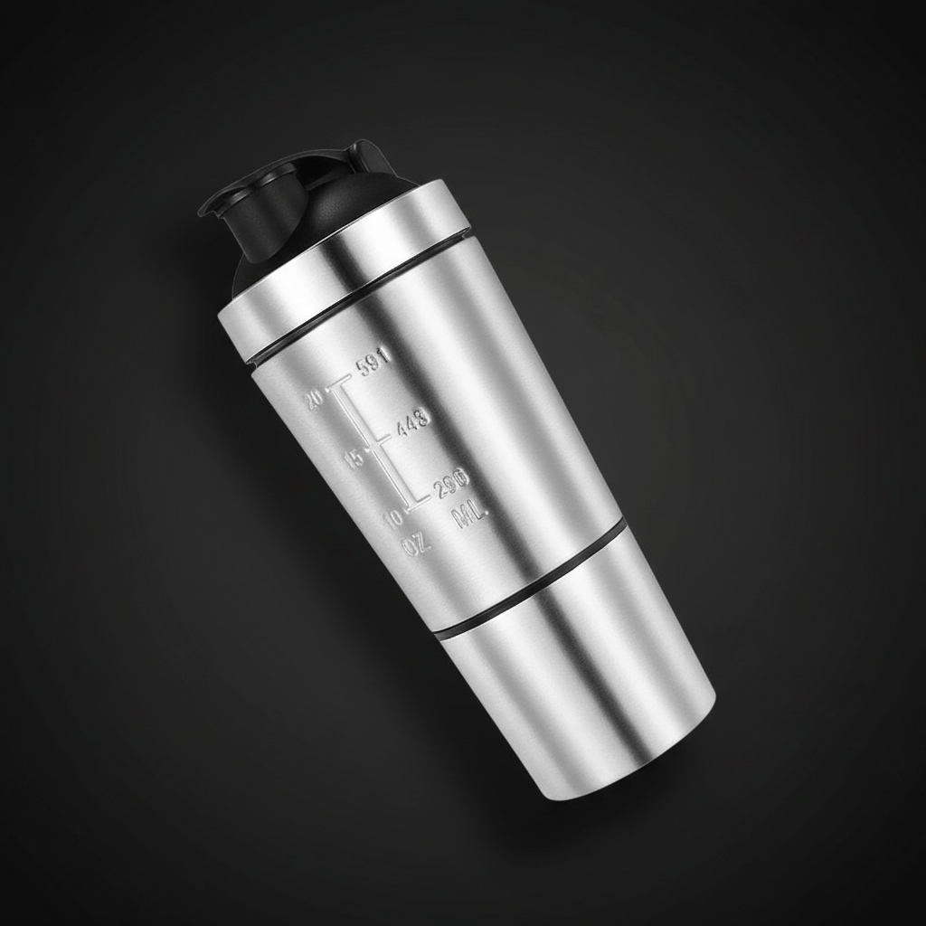 Détail de la graduation interne du shaker en métal pour un dosage précis des protéines