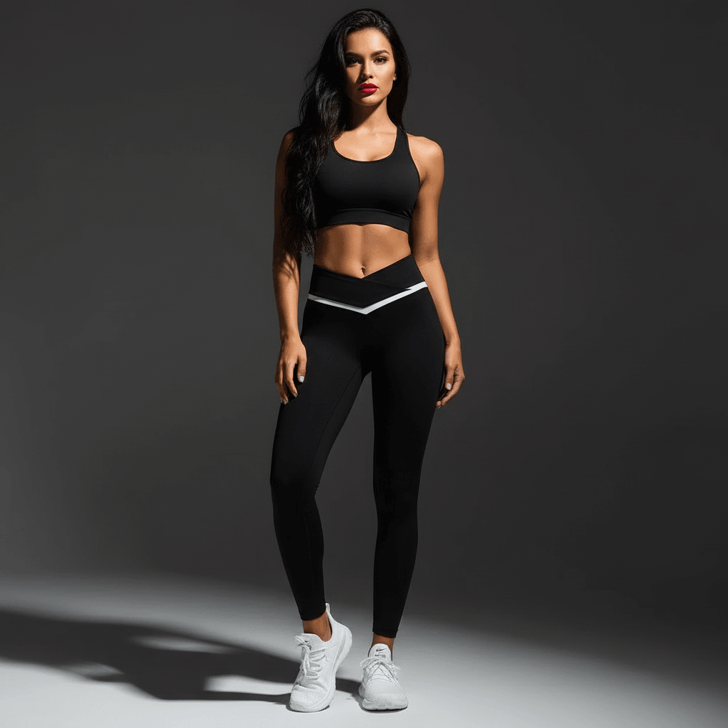 Détail maintien anti-glisse legging sport crossover taille haute stable