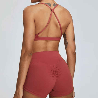 Femme fitness brassiére sport dos croisé maintien technique performance