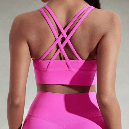 Femme yoga brassiere sport dos croisé souplesse amplitude