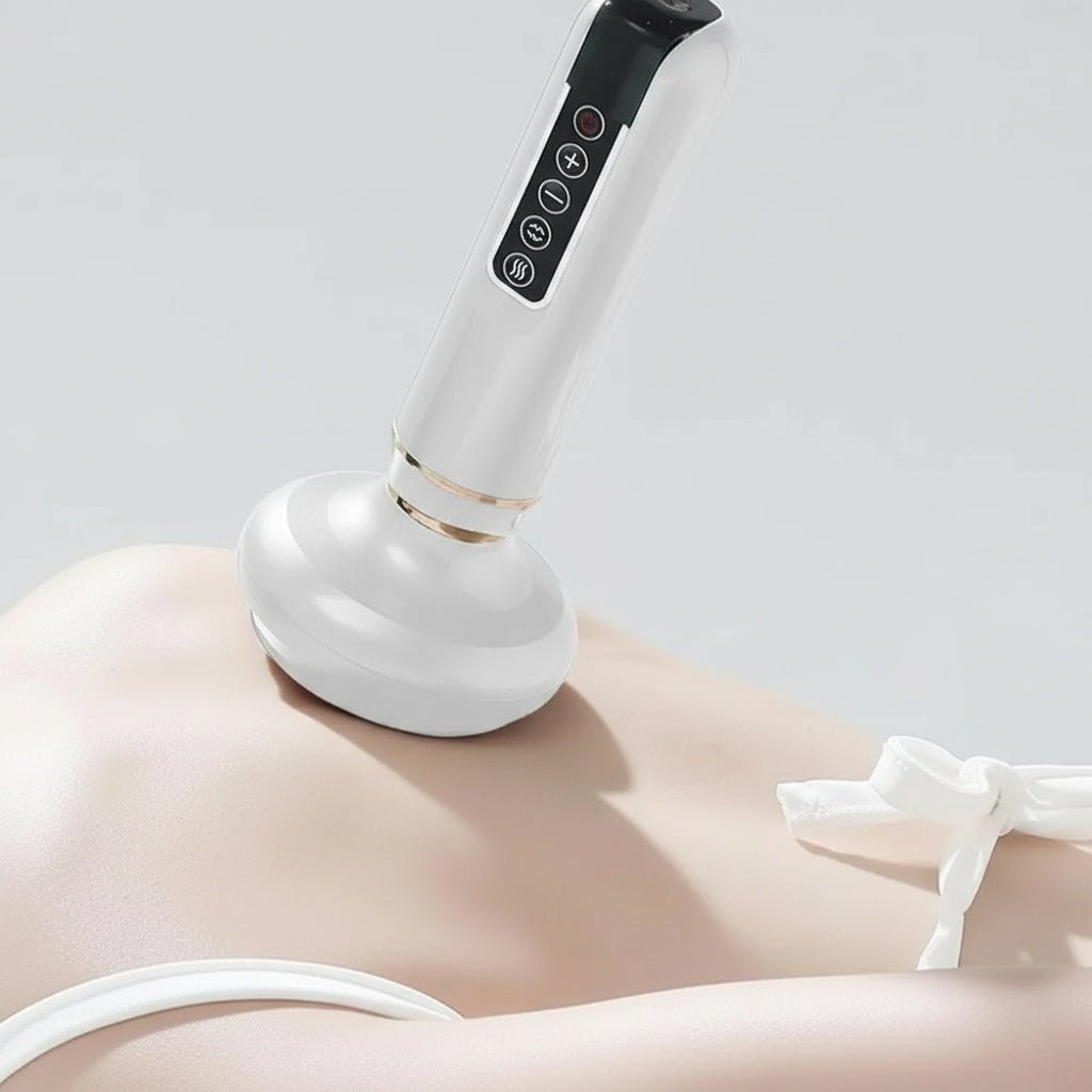 Femme appliquant crème avant utilisation masseur anti-cellulite