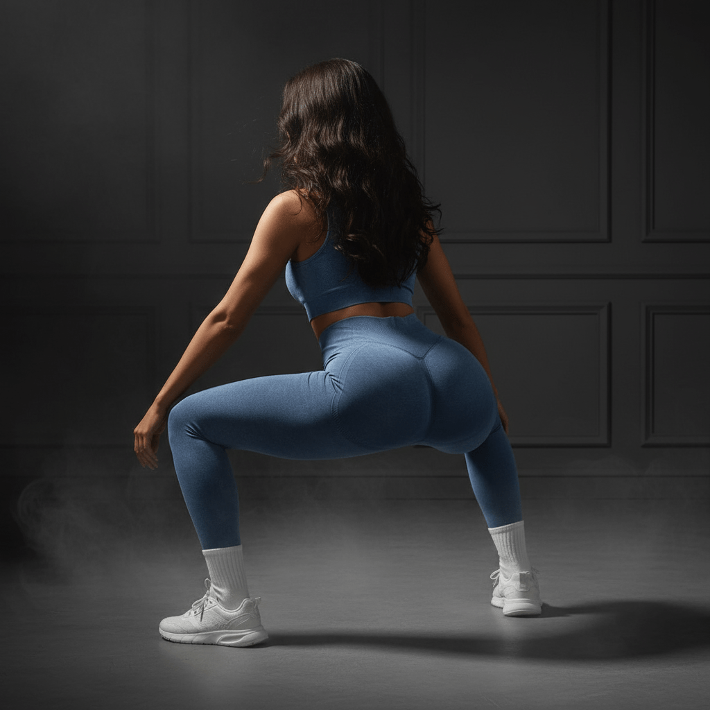 Femme effectuant une inversion en legging yoga premium, assurant un maintien anti-glisse même dans les postures exigeantes