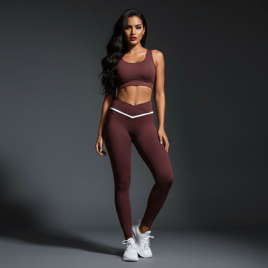 Femme en legging crossover pendant entraînement musculation HIIT intense