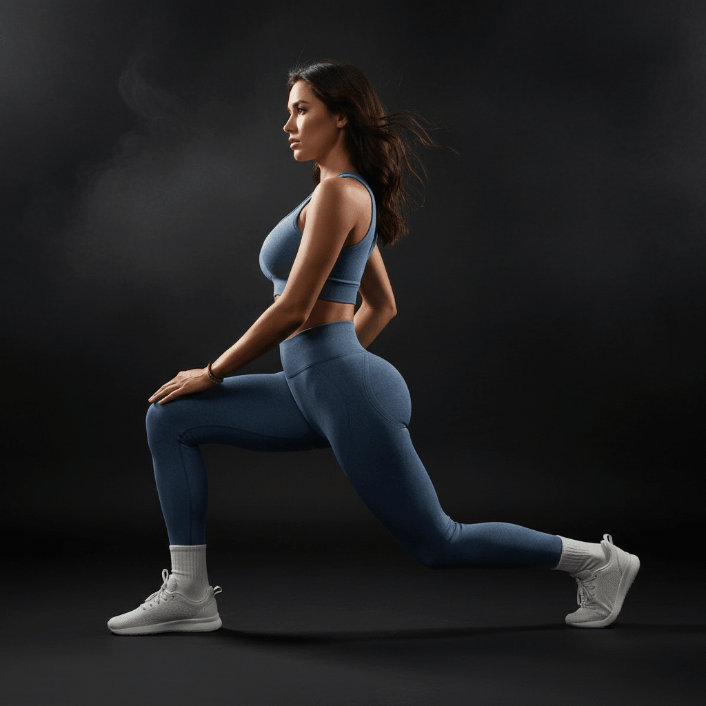 Femme en legging yoga premium, jambes allongées, illustrant la longueur parfaite à la cheville pour un look épuré.