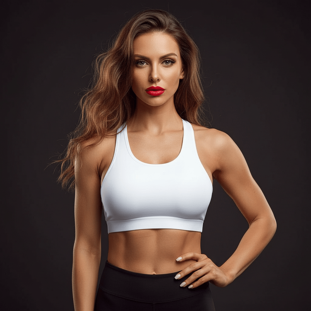 Femme portant brassière sport bretelles croisées dos élégant confiance