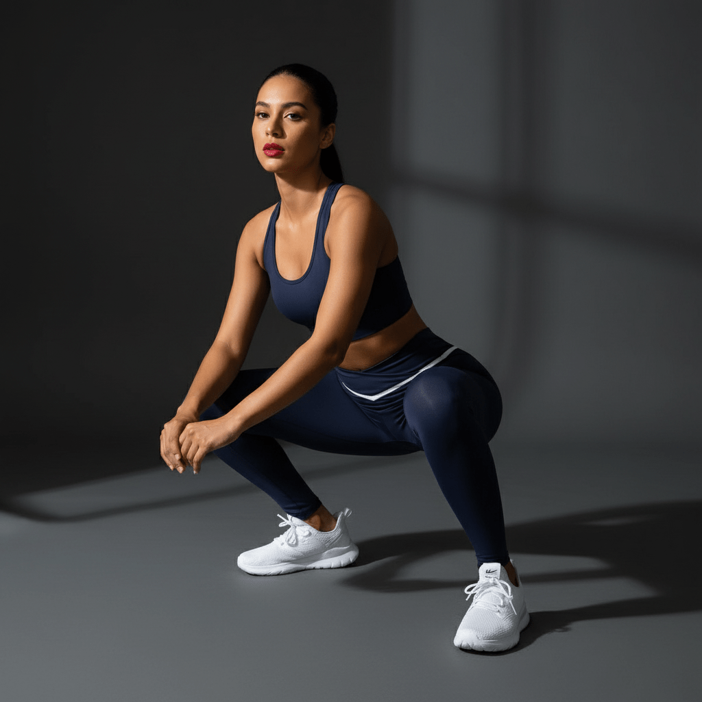 Femme portant legging sport crossover en posture yoga étirement profond