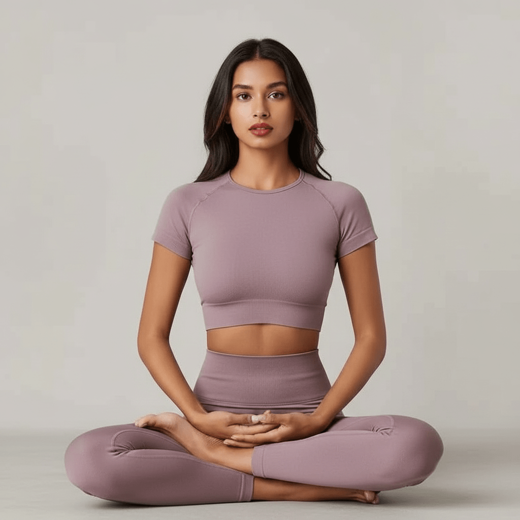 Femme portant un crop top sport sans couture, liberté de mouvement et confort optimal pendant le sport