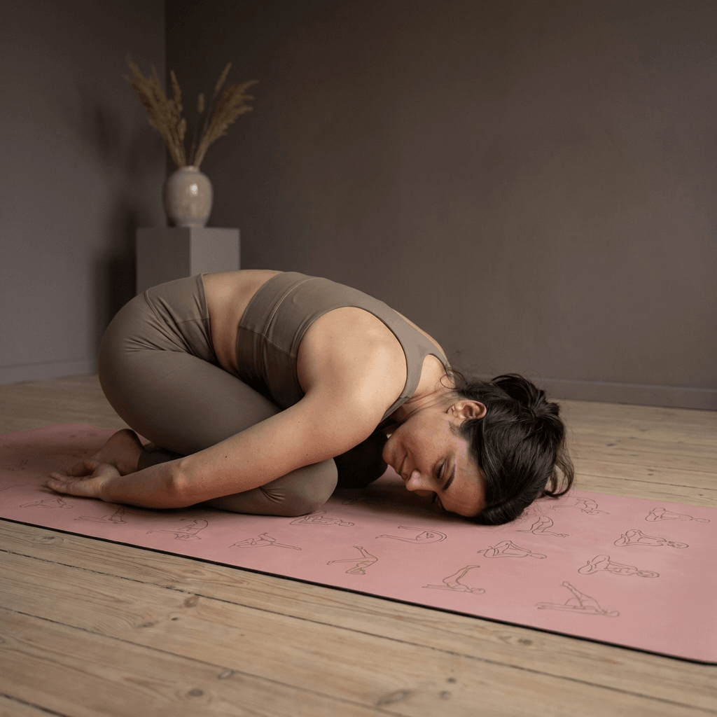 Femme pratiquant le yoga sur tapis de yoga rose ZEN 6mm