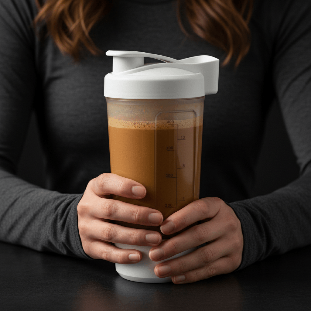 Gros plan graduation 400ml shaker protéine électrique volume optimal