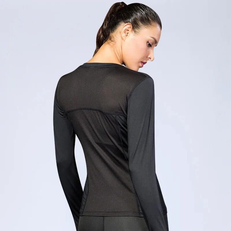 T-shirt Compression Femme Performance — Trous Pouces Anti-UV